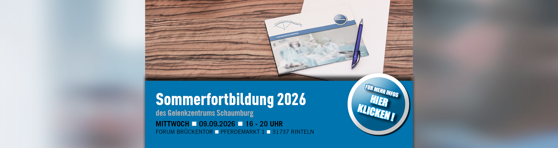 Sommerfortbildung des Gelenkzentrums Schaumburg - alle Infos im verlinkten Flyer.